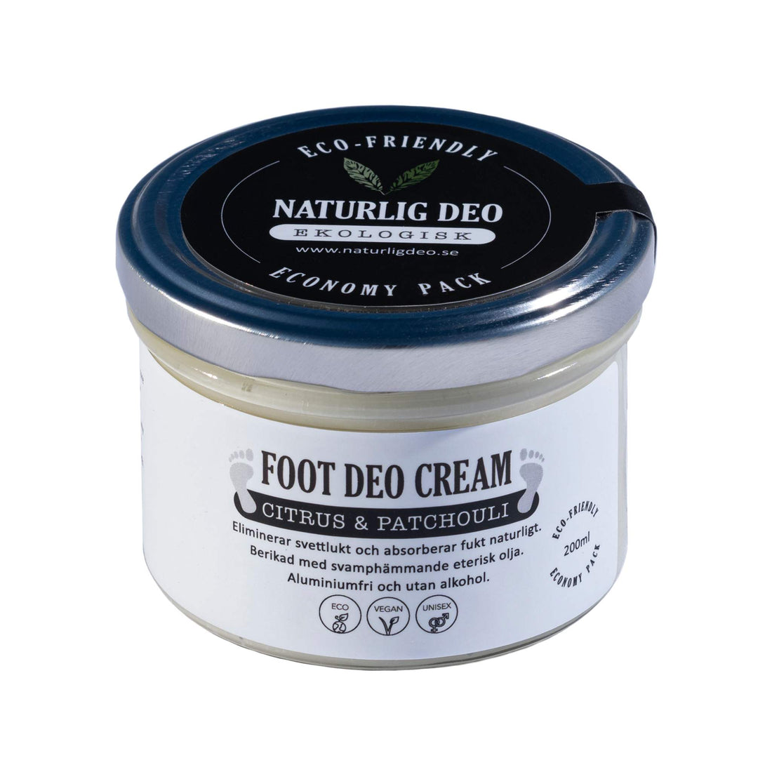 Naturlig Deo Foot Deo Cream Citrus & Patchouli 200 ml