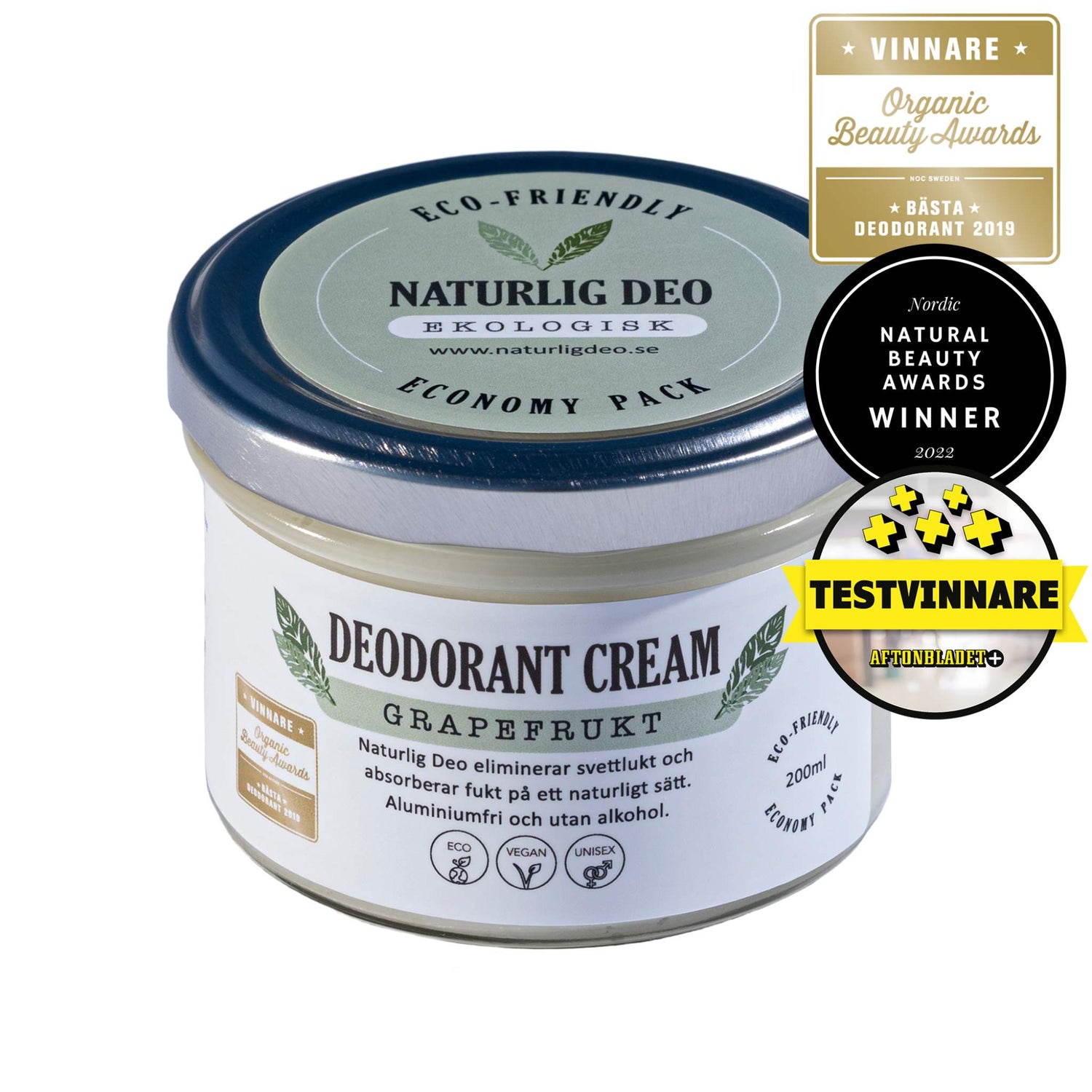 Naturlig Deo Deodorant Cream Grapefrukt 200 ml